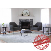Lumisource OT-DANIELLA BKCHAR Daniella Contemporary Ottoman in Black Metal and Charcoal Fabric